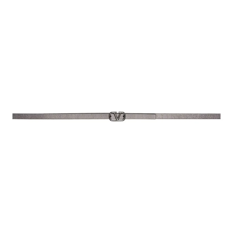 Valentino Calfskin Leather Belts Women's Gray Width: 1.5cm-0