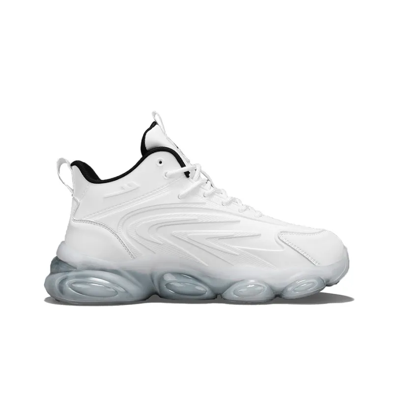 Warrior Anti Slip And Wear Resistant Lightweight Height Increasing Coverage Low Top Running Shoes Men's White Black-1