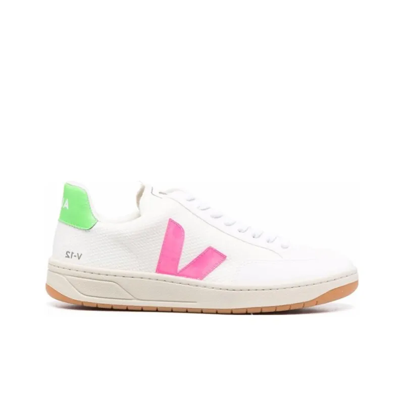VEJA V 12 B Mesh White Green Pink-4