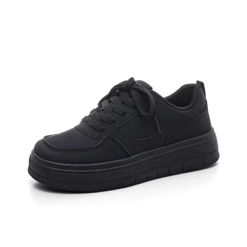 HUANQIU Abrasion Resistant Slip Resistant Low Top Skateboard Shoes Women's All Black-0