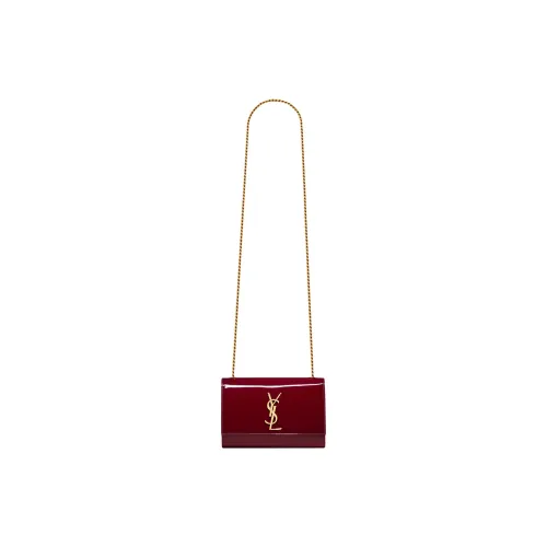 SAINT LAURENT KATE Calfskin Shoulder Bag, Crossbody Bag Small Size Women's Red