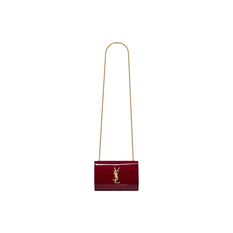 SAINT LAURENT KATE Calfskin Shoulder Bag, Crossbody Bag Trumpets Women's Red-0