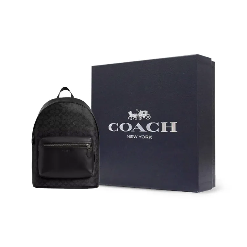 COACH Canvas Coated Canvas Backpack Large Size Unisex Charcoal-5
