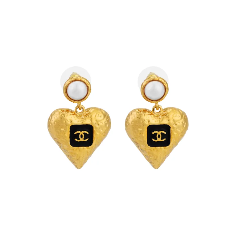CHANEL Pearl Earrings Unisex Gold-0