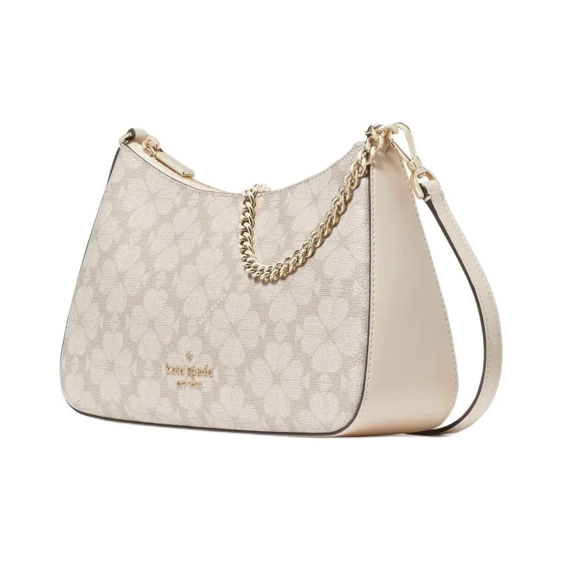 Kate Spade Flower PVC Handbag Shoulder Bag Crossbody Bag Medium Size Women's Light Beige Multicolor-1