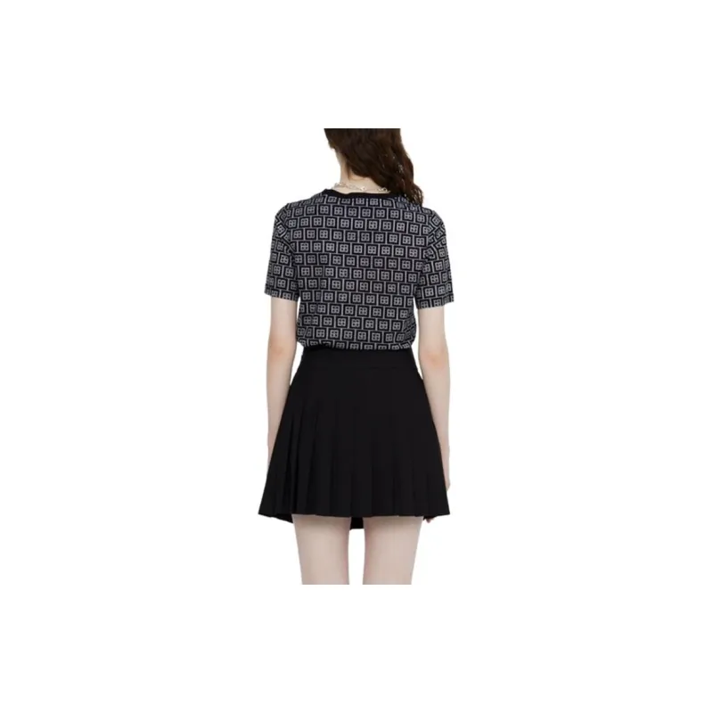 BESIONIA SS21 T Shirt Women's Black Geometric Pattern-3