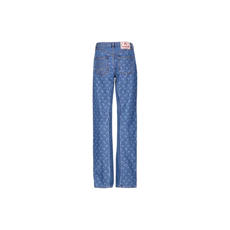 Marine Serre Moon Printed Logo Patch Jeans-1