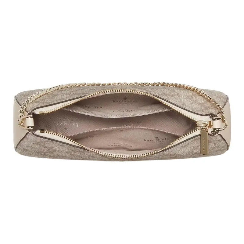 Kate Spade Flower PVC Handbag Shoulder Bag Crossbody Bag Medium Size Women's Light Beige Multicolor-3
