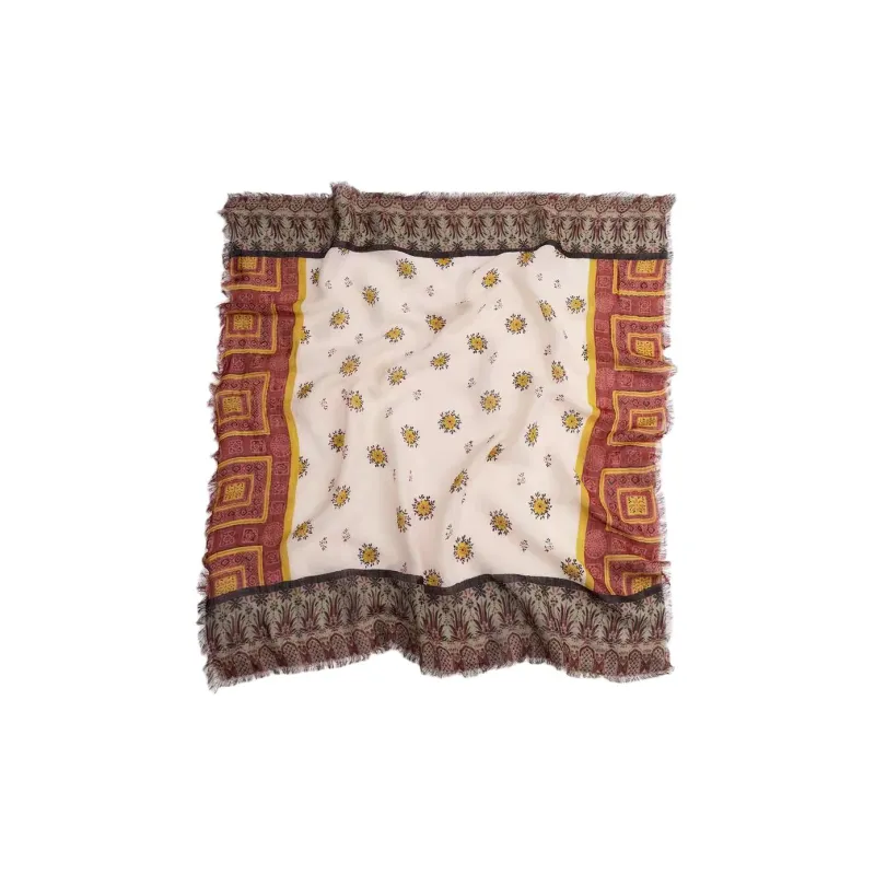 ZARA Cotton Cashmere Silk Scarves Women's Multicolor-2