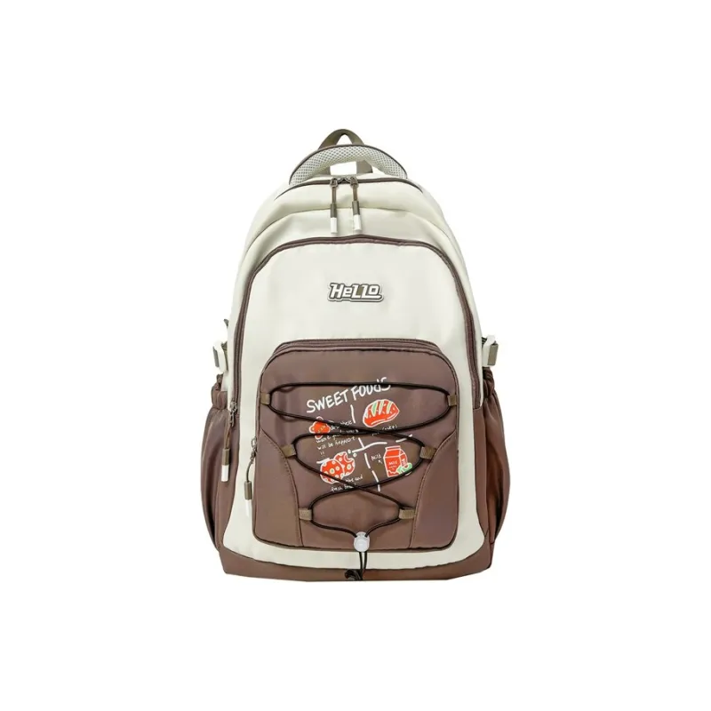 DCLOUD Composite Cloth Backpack Unisex Red/Coffee/Gray/Black/Blue-4