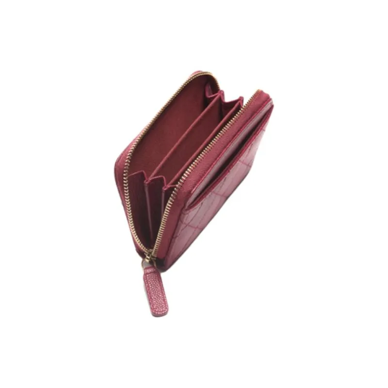 CHANEL 22K Autumn And Winter Shiny Calfskin Coin Purse Women's Burgundy-2