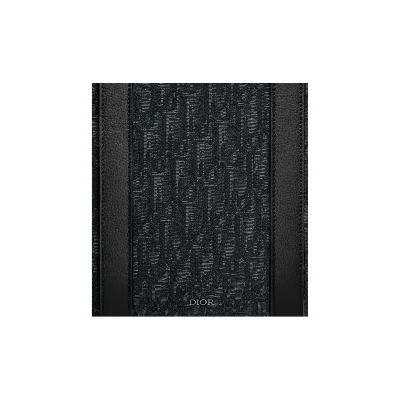 DIOR Cotton One Shoulder Crossbody Portable Briefcase Men's Black-3