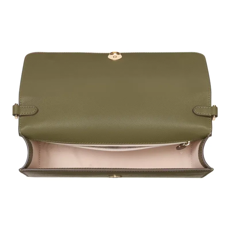 Kate Spade Saffiano Leather Shoulder Bag, Crossbody Bag Medium Size Women's Seaweed Green-3