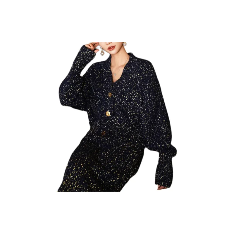 BESIONIA FW24 Sweater Women's Blue Pattern-4