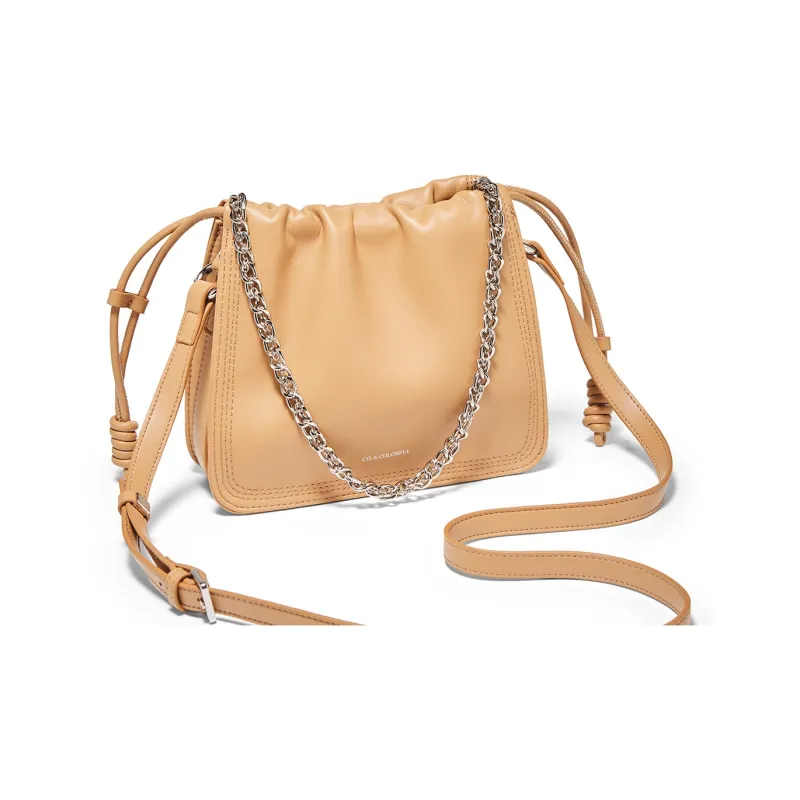 FOXER Synthetic Leather Shoulder Bag Regular Women's Cookie Yellow/Ecru-4