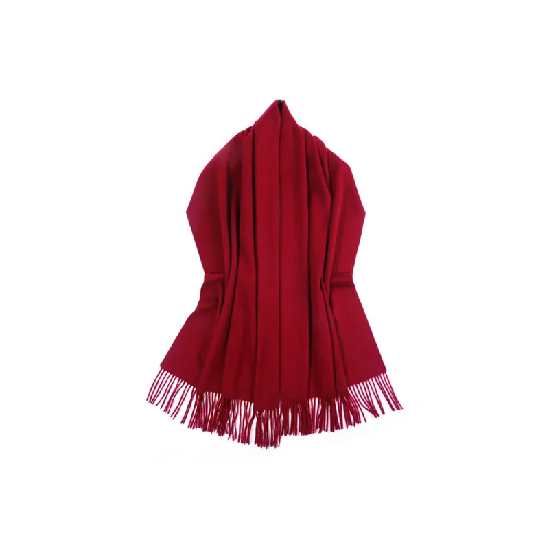 Shanghai Story Sheep Wool Knit Scarves Women's Red Shawl-6