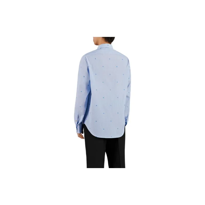 GUCCI Striped Logo embroidered Cotton Shirt-2