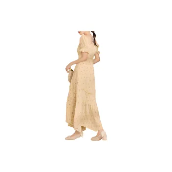 QIAOYUHUAZUN Short Sleeved Dresses Women's Yellow