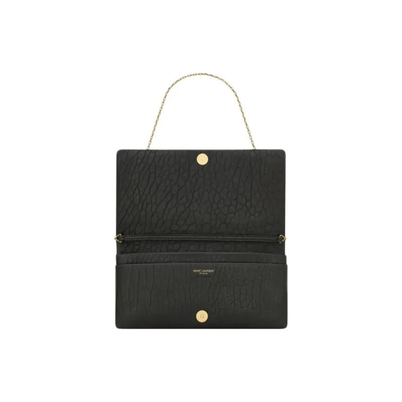 SAINT LAURENT Grain Lambskin Crossbody Bag, Shoulder Bag Mini Women's Black-4