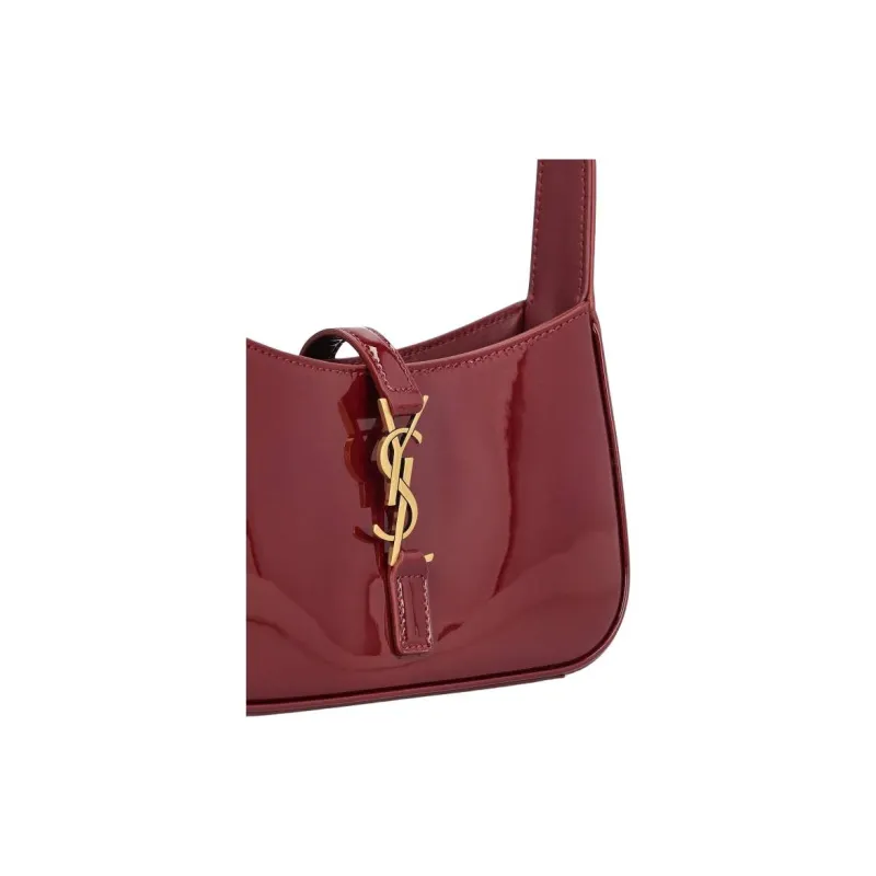 SAINT LAURENT Patent Leather Handbag Mini Women's Burgundy-5