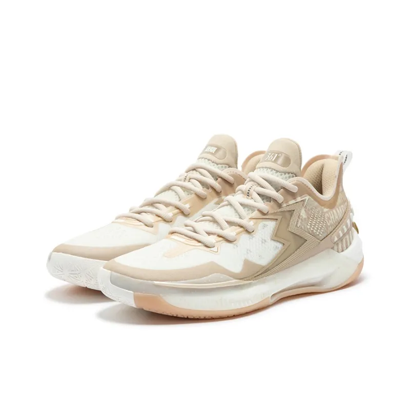 361° BIG3 5.0 Quick PRO Cushioned Wear Resistant Coverage Low Top Carbon Plate Basketball Shoes Men's White Gold-2