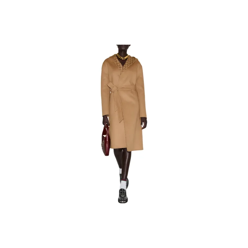 GUCCI Silk Wool Blend Coat 'Camel/Brown'-4
