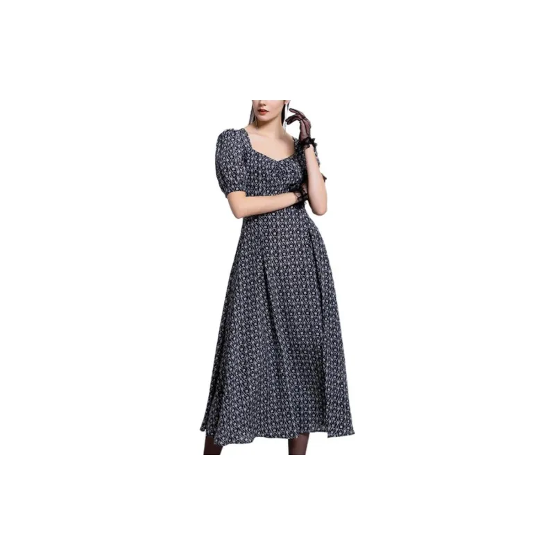 BESIONIA SS22 Short Sleeved Dress Women's Black Pattern-3
