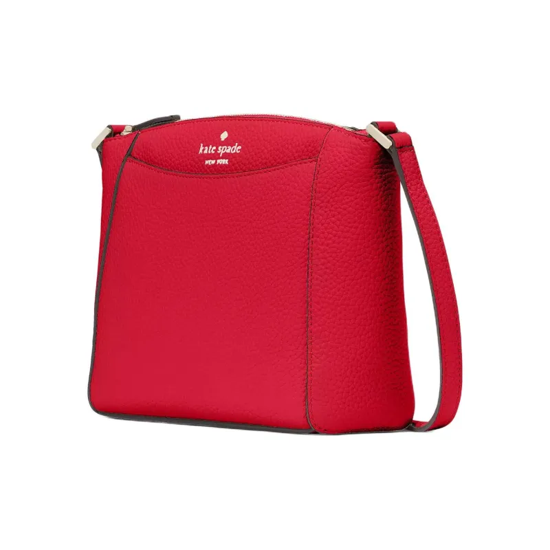 Kate Spade Litchi Grain Leather Shoulder Bag, Crossbody Bag Trumpets Women's Cherry Red-1