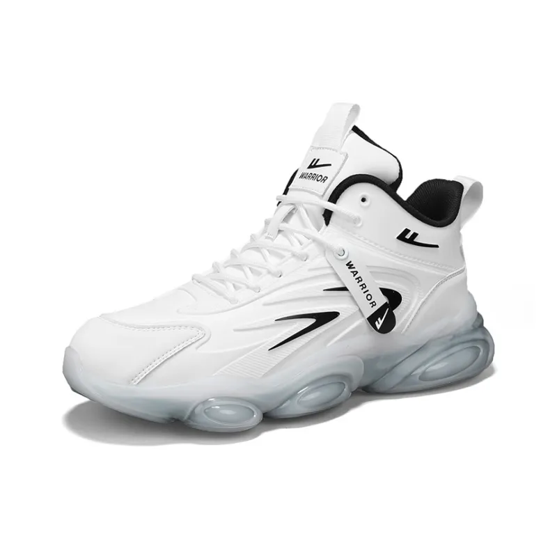 Warrior Anti Slip And Wear Resistant Lightweight Height Increasing Coverage Low Top Running Shoes Men's White Black-2