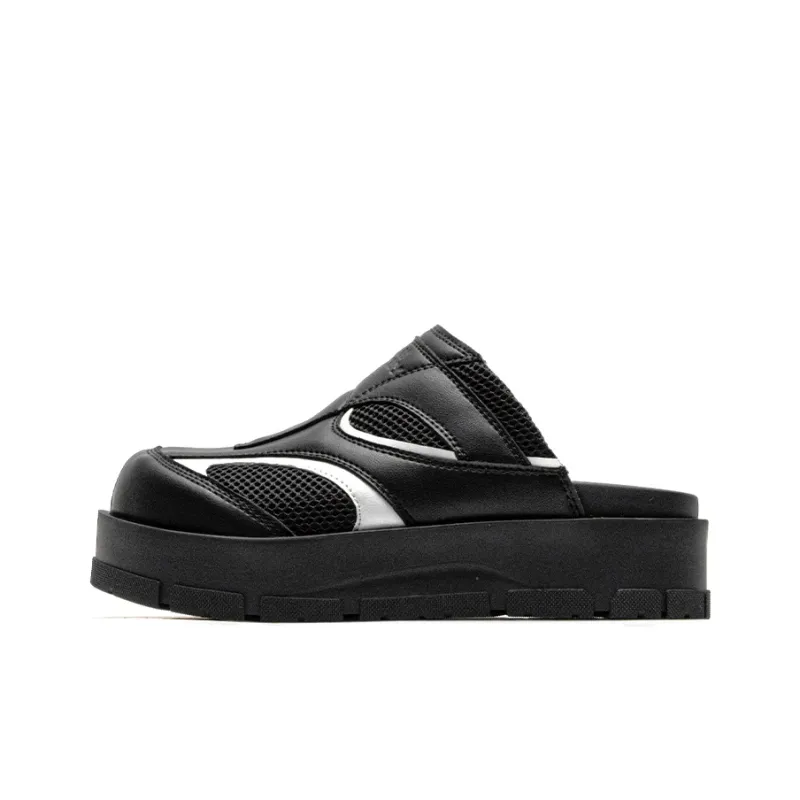 Mule Donkey Abrasion Resistant Quiet Slide Slippers Unisex Black-0