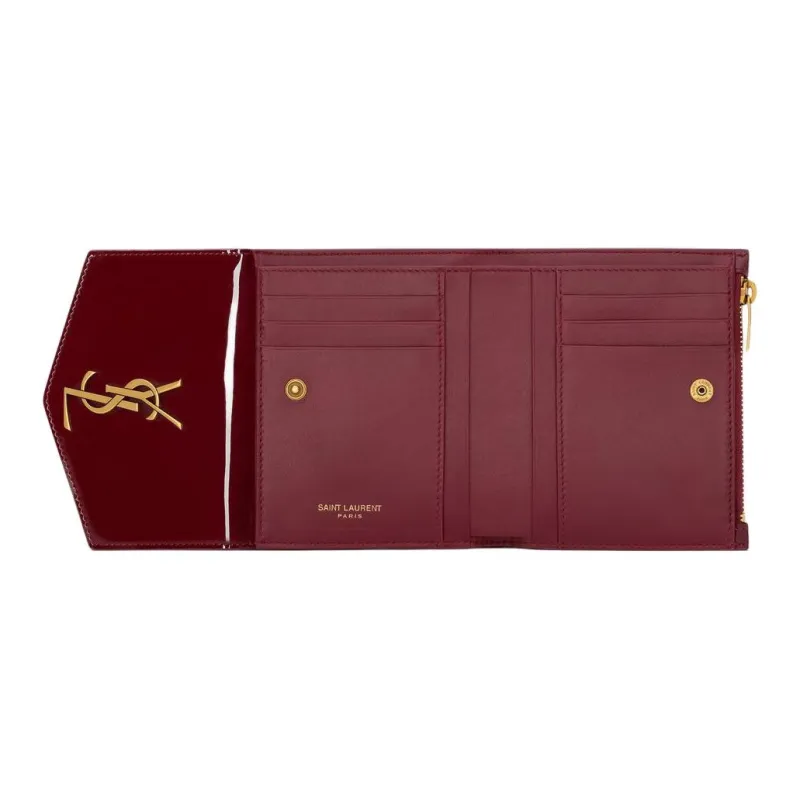 SAINT LAURENT UPTOWN Calfskin Wallet Women's Red-3