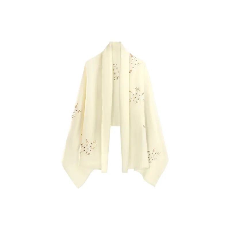 Shanghai Story 100% Sheep Wool Knit Scarves Women's Pinkish Purple Cherry Blossom-3