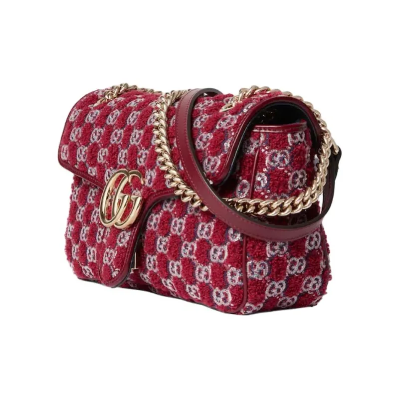 GUCCI Tweed Shoulder Bag Trumpets Women's Red-1