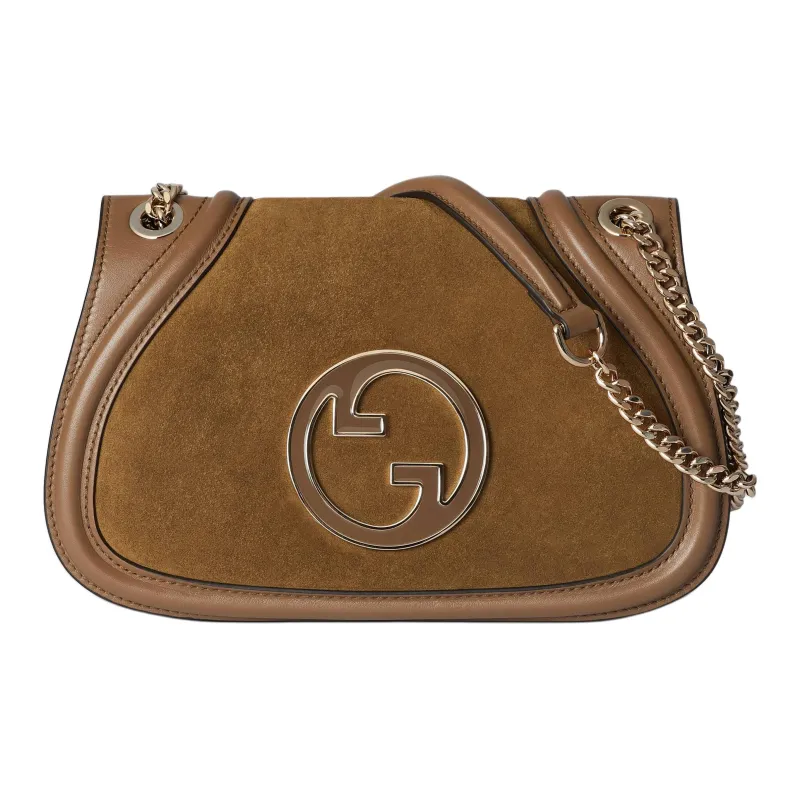 GUCCI Blondie Suede Shoulder Bag Crossbody Bag Small Size Women's Light Brown-0