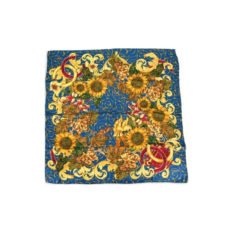 CHANEL 1990-2000s Sunflower Scarf-0