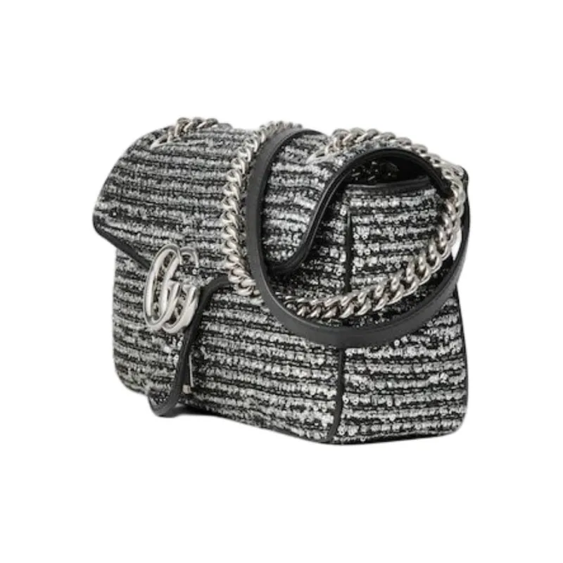 GUCCI GG Marmont Woolen Envelope Bag Handbag Shoulder Bag Small Size Women's Black-1