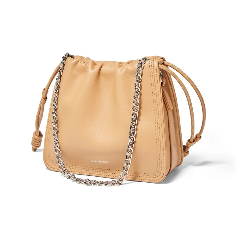 FOXER Synthetic Leather Shoulder Bag Regular Women's Cookie Yellow/Ecru-3