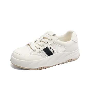 RED DRAGONFLY Small White Shoes Lightweight And Breathable Low Top Casual Shoes Women's White Black And White Apricots