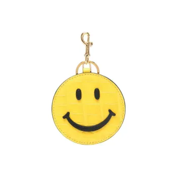 MOSCHINO Smiley-face Leather Keychain
