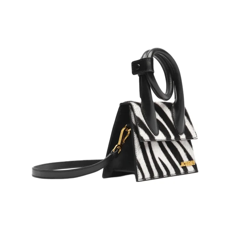 Jacquemus Horsehair Shoulder Bag Crossbody Bag Handbag Mini Women's Black & White-1