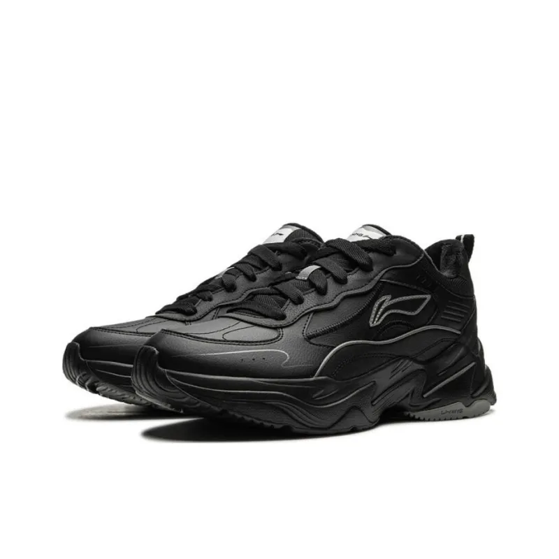 LiNing LN Non slip Lightweight Low Top Casual Shoes Men's Black-2