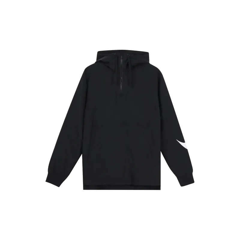Nike Water-Resistant Windproof Wear-Resistant Windbreaker Jacket Men's Black Comes With Necklace-1