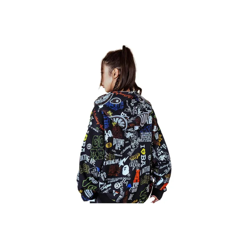 Bape Hand Draw Pattern Shark Zip Hoodie-3