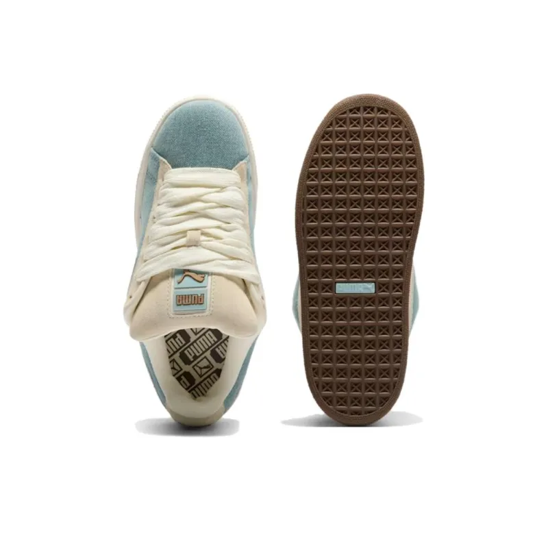 PUMA Suede XL Anti Slip Wear Resistant Low Top Skateboard Shoes Women's Blue Beige-3