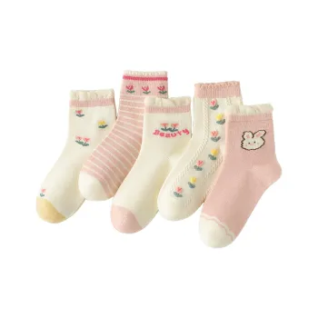 Lanza Mid Calf Socks Women's 5 Pack Flower Usahana