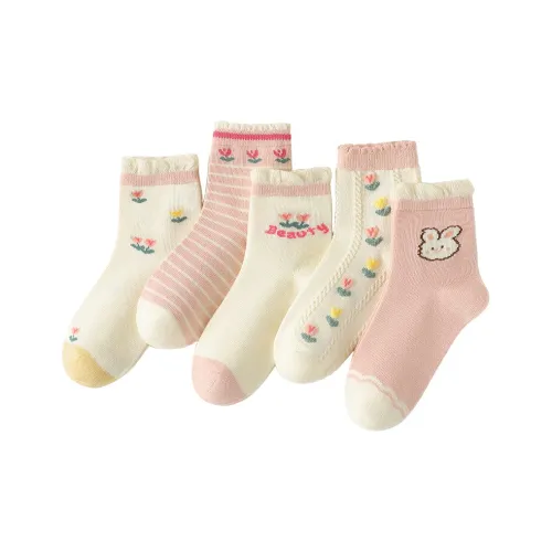 Lanza Mid Calf Socks Women's 5 Pack Flower Usahana