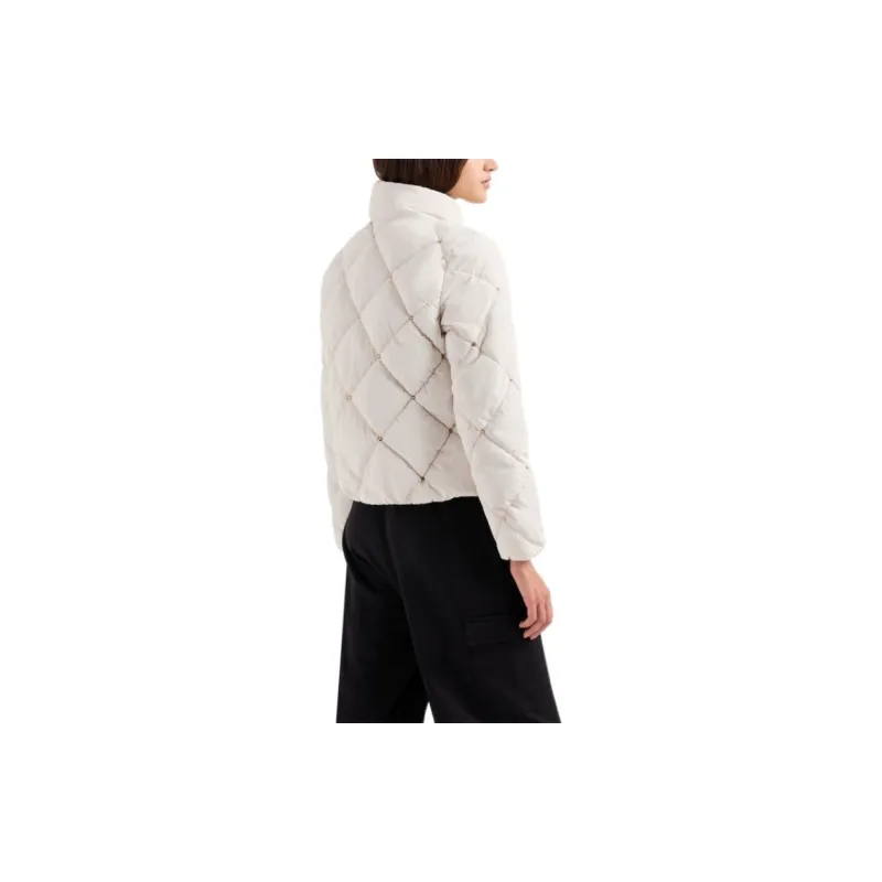 EMPORIO ARMANI EA7 FW24 Puffer Jacket Women's Almond Milk White-3