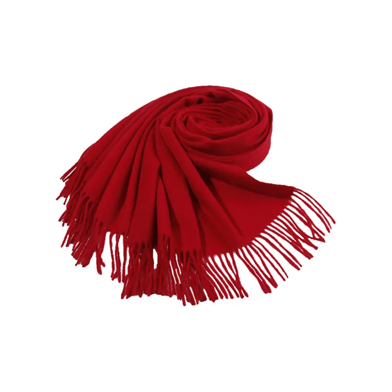 Shanghai Story Sheep Wool Knit Scarves Women's Red Shawl-13