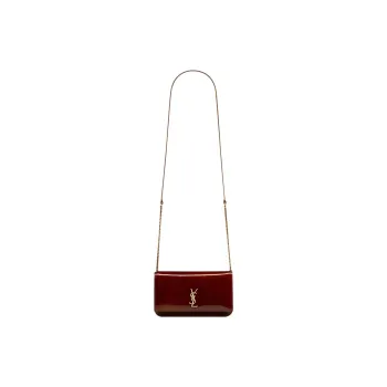 SAINT LAURENT Patent Leather Shoulder Bag, Crossbody Bag Women's Burgundy