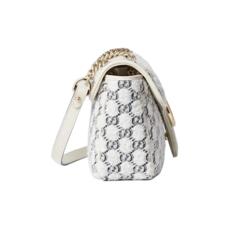 GUCCI GG Marmont Tweed Shoulder Bag, Crossbody Bag Trumpets Women's White-2